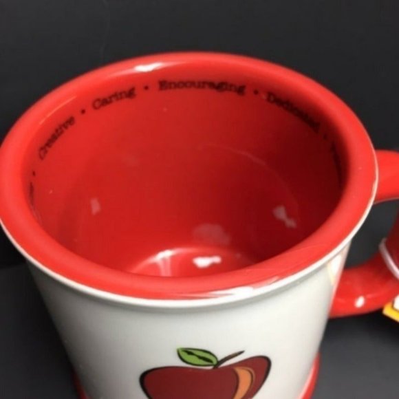 Papél Teacher Apple Mug Red White Gift Caring Encouraging Dedicated Patient BTS - Picture 2 of 7